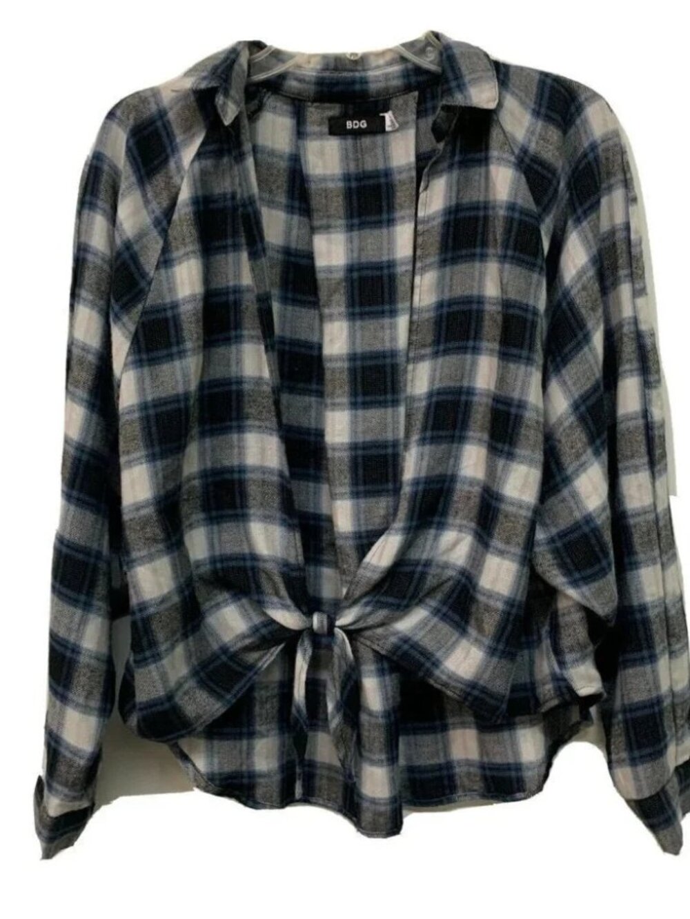 BDG Urban Outfitters Womens Multicolor Plaid Knot Front Top Medium
